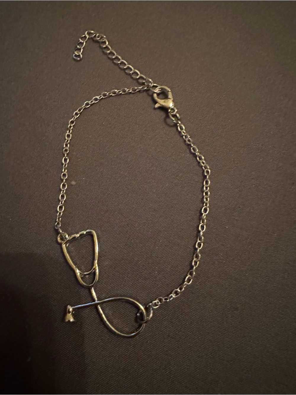 Silver Stethoscope Pendant Bracelet - Medical Charm Jewelry